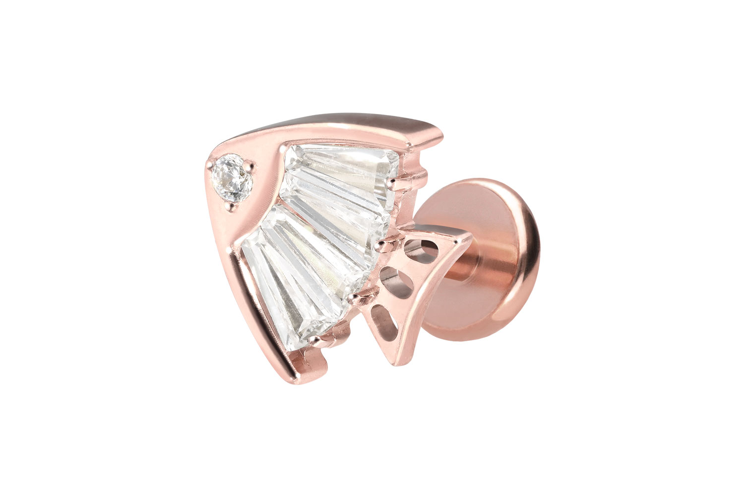 Titan Labret Piercing mit Push Fit KRISTALLFISCH